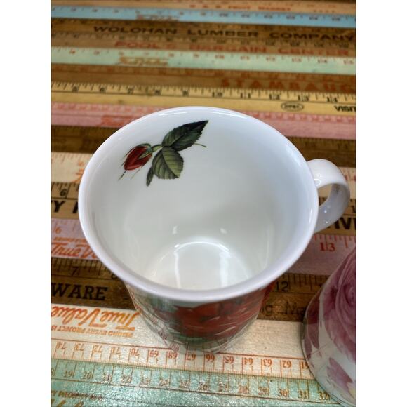 Roy Kirkham 2006 Fine Bone China Coffee Tea Cup THE ROSE COLLECTION Pair 2 Mugs - Picture 6 of 12